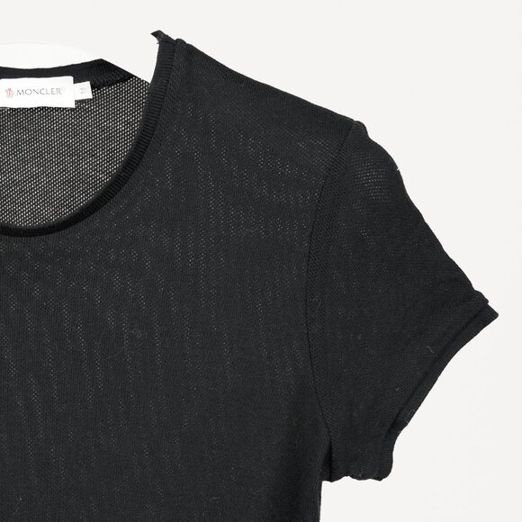 Moncler Black Cotton Ruffled Peplum T-Shirt - Picture 3 of 10